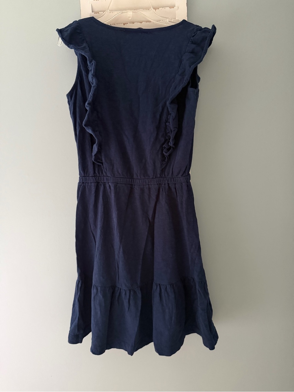 LOFT Navy Ruffle-Trim Mini Dress - Picture 2 of 4